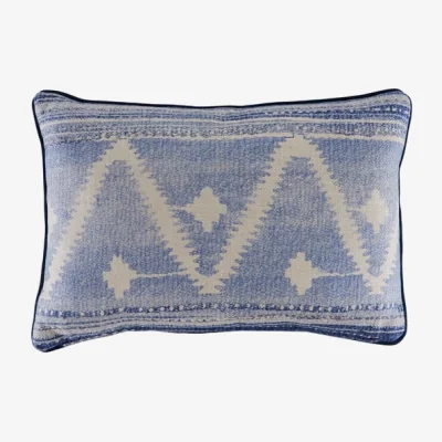 Andrew Martin Babylon Denim, Sustainable Feather, Cushion - Andrew Martin Linen Blend Ikat & Stripe