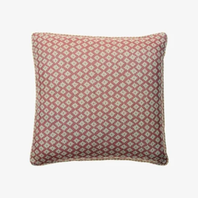 Andrew Martin Maze Pink, Sustainable Feather, Cushion - Andrew Martin Eco-conscious & Linen Blend & Viscose Blend Geometric & Small Prints