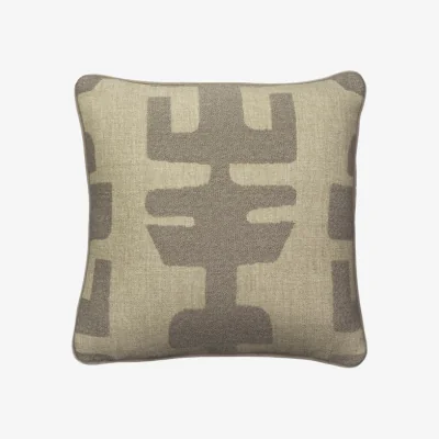 Andrew Martin Peru Smoke, Sustainable Feather, Cushion, 55cm x 55cm - Andrew Martin Bouclé & Cotton Blend & Linen Blend & Wool Blend Geometric & Weave