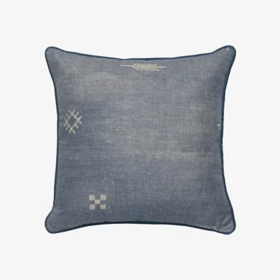 Andrew Martin Jericho Denim, Sustainable Feather, Cushion, 55cm x 55cm - Andrew Martin Linen & Linen Blend & Viscose Blend Geometric