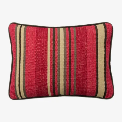 Andrew Martin Portscatho Plume, Sustainable Feather, Cushion, 55CM X 40CM, Red - Andrew Martin Wool Blend Stripe