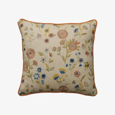 Andrew Martin Fable Woodland, Sustainable Feather, Cushion - Andrew Martin Linen & Linen Blend Embroidered & Floral