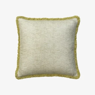 Andrew Martin Canalasso Olive, Sustainable Feather, Cushion - Andrew Martin Sophie Paterson Cotton Blend & Linen Blend Stripe