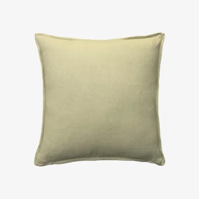 Andrew Martin Rocco Sage, Sustainable Feather, Cushion, 55cm x 55cm - Andrew Martin With Trim/Fringe & Linen & Linen Blend Plain