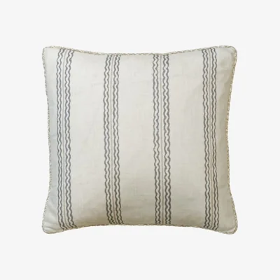 Andrew Martin Rhubarb Cloud, Sustainable Feather, Cushion, 55cm x 55cm, Stone - Andrew Martin Linen & Linen Blend Stripe