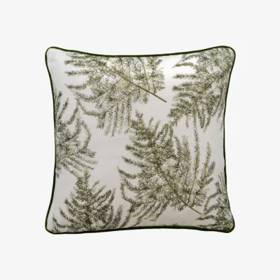 Andrew Martin Brooklyn Leaf, Sustainable Feather, Cushion, 55cm x 55cm - Andrew Martin Cotton Blend & Linen Blend & Viscose Blend Embroidered & Floral
