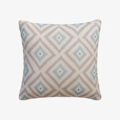 Andrew Martin Glacier Powder, Sustainable Feather, Cushion, 55cm x 55cm - Andrew Martin Eco-conscious & Linen Blend & Viscose Blend Geometric & Kilim