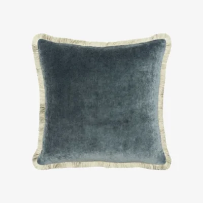 Andrew Martin Venetia Denim, Sustainable Feather, Cushion - Andrew Martin Sophie Paterson With Trim/Fringe & Linen & Velvet Plain
