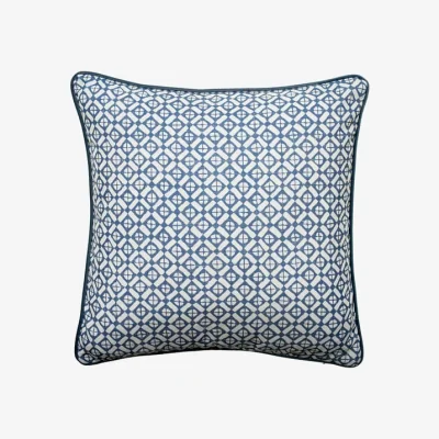 Andrew Martin Audley Navy Outdoor, Hollowfibre, Cushion, 55cm x 55cm - Andrew Martin Sophie Paterson Geometric