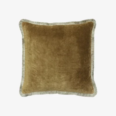 Andrew Martin Venetia Bronze, Sustainable Feather, Cushion - Andrew Martin Sophie Paterson With Trim/Fringe & Velvet Plain