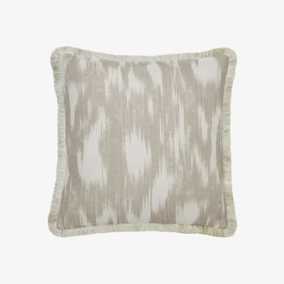 Andrew Martin Apulia Canvas/Mattinata, Sustainable Feather, Cushion, 55cm x 55cm - Andrew Martin Sophie Paterson Eco-conscious & With Trim/Fringe & Linen Blend Ikat