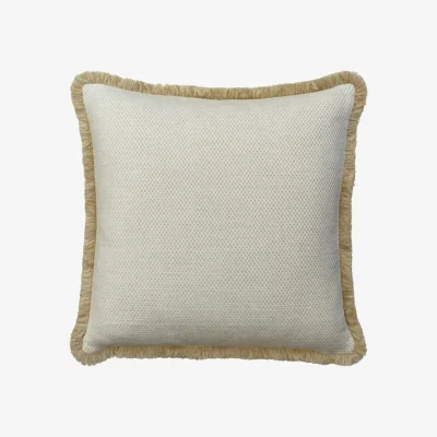 Andrew Martin Sanremo Ecru, Sustainable Feather, Cushion - Andrew Martin Sophie Paterson With Trim/Fringe & Cotton Blend & Linen & Linen Blend & Viscose Blend Plain