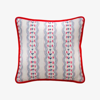 Andrew Martin Hearty Denim, Sustainable Feather, Cushion - Andrew Martin Kit Kemp Eco-conscious & Linen & Linen Blend Floral & Stripe