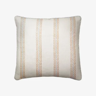 Andrew Martin Rhubarb Stone, Sustainable Feather, Cushion, 55cm x 55cm, Sky - Andrew Martin Linen & Linen Blend Stripe