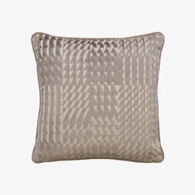 Andrew Martin Park Taupe, Sustainable Feather, Cushion, 55cm x 55cm - Andrew Martin Velvet Geometric