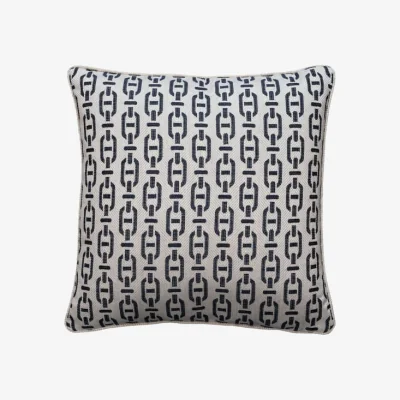 Andrew Martin Burlington Navy, Sustainable Feather, Cushion - Andrew Martin Sophie Paterson Cotton Blend & Linen Blend Geometric