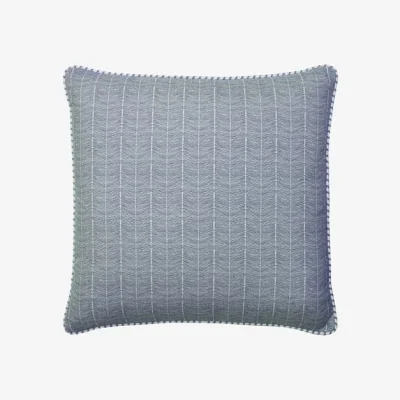 Andrew Martin Furrow Denim, Sustainable Feather, Cushion - Andrew Martin Eco-conscious & Linen Blend & Viscose Blend Herringbone & Small Prints