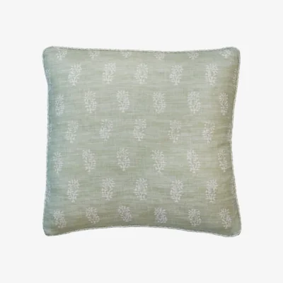 Andrew Martin Thyme Fennel, Sustainable Feather, Cushion, 55cm x 55cm - Andrew Martin Linen & Linen Blend Floral & Small Prints