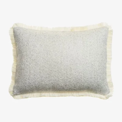 Andrew Martin Huntsman Natural Medium Rectangle, Sustainable Feather, Rectangle Cushion, Natural/Vesper - Andrew Martin Sophie Paterson Bouclé & With Trim/Fringe &