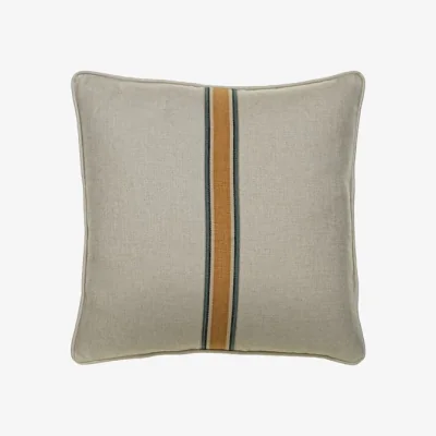 Andrew Martin Trek Medal Stripe Gold Tape, Sustainable Feather, Cushion - Andrew Martin Linen