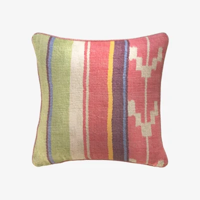 Andrew Martin Indus Multi, Sustainable Feather, Cushion - Andrew Martin Linen Blend Ikat & Stripe