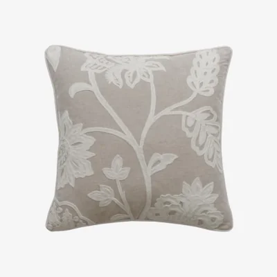 Andrew Martin Pomegranate Ivory, Sustainable Feather, Cushion - Andrew Martin Cotton Blend & Linen Blend Embroidered & Floral