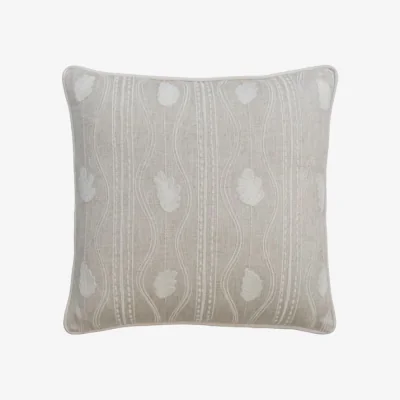 Andrew Martin Falling Leaves Ivory, Sustainable Feather, Cushion - Andrew Martin Kit Kemp Linen & Linen Blend Embroidered & Floral