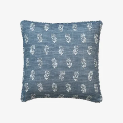Andrew Martin Thyme Linen on Iris, Sustainable Feather, Cushion, 55cm x 55cm - Andrew Martin Linen & Linen Blend Floral & Small Prints