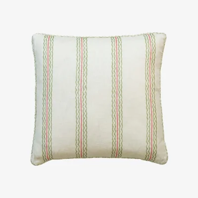 Andrew Martin Rhubarb Fennel, Sustainable Feather, Cushion, 55cm x 55cm - Andrew Martin Linen & Linen Blend Stripe
