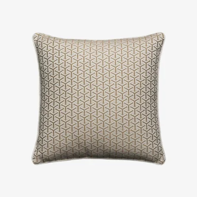 Andrew Martin Monte Almond, Sustainable Feather, Cushion, 55cm x 55cm - Andrew Martin Sophie Paterson Linen Blend Geometric