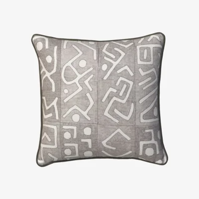Andrew Martin Ashanti Smoke, Sustainable Feather, Cushion, 55cm x 55cm - Andrew Martin Linen & Linen Blend & Viscose Blend Geometric
