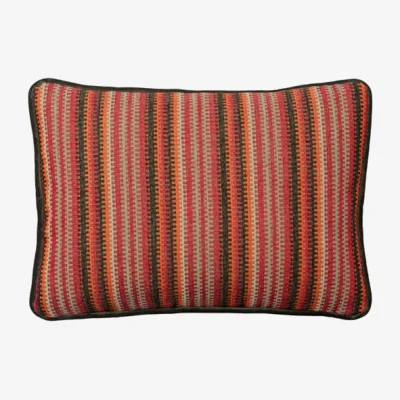 Andrew Martin Cuchillas Multi, Sustainable Feather, Cushion, 55CM X 40CM, Red - Andrew Martin Cotton Blend Geometric & Stripe