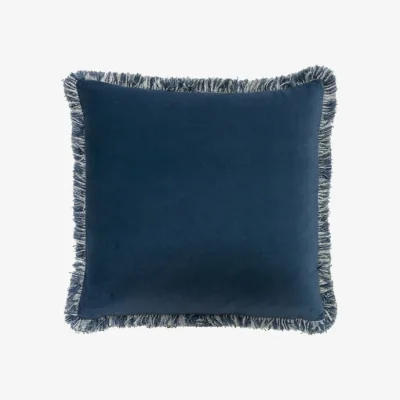 Andrew Martin Pelham Denim / Cocktail Moscow Mule, Sustainable Feather, Cushion - Andrew Martin With Trim/Fringe & Velvet Plain