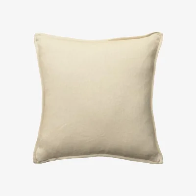 Andrew Martin Rocco Ecru, Sustainable Feather, Cushion, 55cm x 55cm - Andrew Martin With Trim/Fringe & Linen & Linen Blend Plain