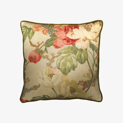 Andrew Martin Peony Natural, Sustainable Feather, Cushion - Andrew Martin Eco-conscious & Cotton & Cotton Blend & Linen & Linen Blend Floral
