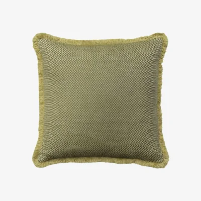 Andrew Martin Sanremo Olive, Sustainable Feather, Cushion - Andrew Martin Sophie Paterson With Trim/Fringe & Cotton Blend & Linen & Linen Blend & Viscose Blend Plai