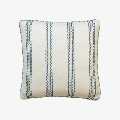 Andrew Martin Rhubarb Iris, Sustainable Feather, Cushion, 55cm x 55cm - Andrew Martin Linen & Linen Blend Stripe