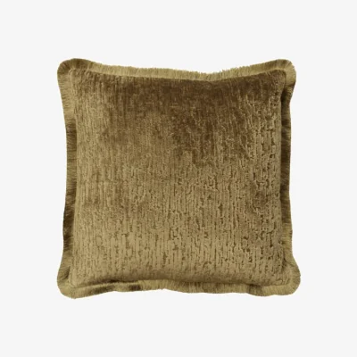 Andrew Martin Roma Bronze, Sustainable Feather, Cushion - Andrew Martin Sophie Paterson With Trim/Fringe & Linen Blend & Velvet