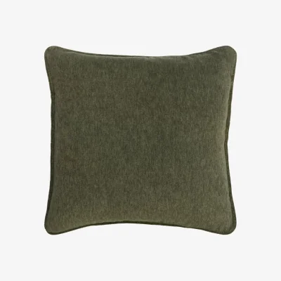 Andrew Martin Cinema Olive, Sustainable Feather, Cushion, 55cm x 55cm - Andrew Martin Velvet Plain