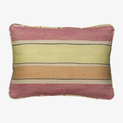 Andrew Martin Santorini Lime Rose, Sustainable Feather, Cushion, 55cm x 40cm, LimeRose - Andrew Martin Cotton & Cotton Blend & Linen & Linen Blend Stripe