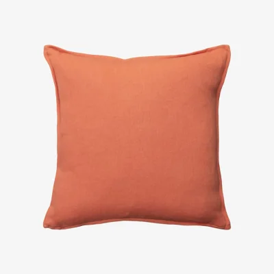 Andrew Martin Rocco Orange, Sustainable Feather, Cushion, 55cm x 55cm - Andrew Martin With Trim/Fringe & Linen & Linen Blend Plain