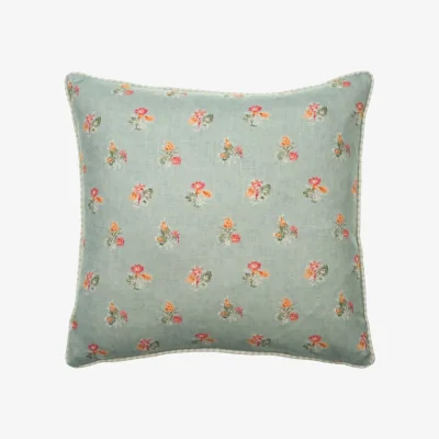 Andrew Martin Spinney Duck Egg, Sustainable Feather, Cushion, 55cm x 55cm - Andrew Martin Eco-conscious & Linen & Linen Blend Floral & Small Prints