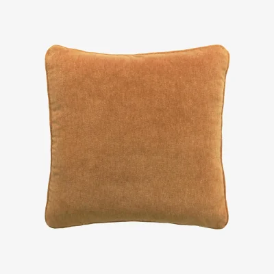Andrew Martin Cinema Butterscotch, Sustainable Feather, Cushion, 55cm x 55cm - Andrew Martin Velvet Plain