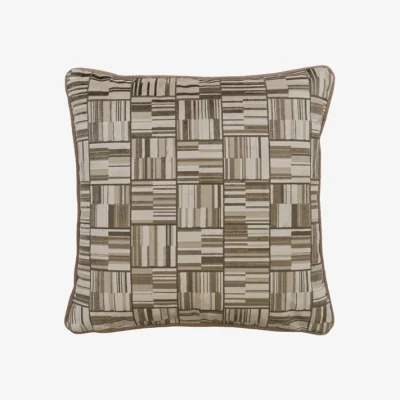Andrew Martin Lexington Taupe, Sustainable Feather, Cushion, 55cm x 55cm - Andrew Martin Velvet Geometric