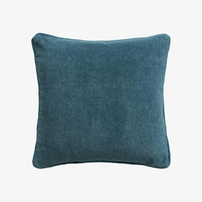 Andrew Martin Cinema Bluebird, Sustainable Feather, Cushion, 55cm x 55cm - Andrew Martin Velvet Plain