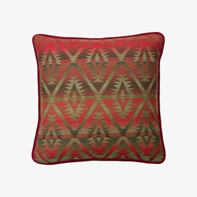 Andrew Martin Mendoza Malbec, Sustainable Feather, Cushion, 55cm x 55cm, Red - Andrew Martin Wool Geometric & Kilim