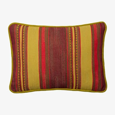 Andrew Martin Las Salinas 6, Sustainable Feather, Cushion, 55CM X 40CM - Andrew Martin Cotton Blend Kilim & Stripe
