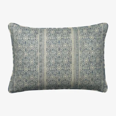 Andrew Martin Mayfly Denim, Sustainable Feather, Cushion - Andrew Martin Eco-conscious & Cotton & Cotton Blend & Linen & Linen Blend Floral