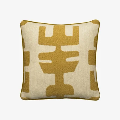 Andrew Martin Peru Olive, Sustainable Feather, Cushion, 55cm x 55cm - Andrew Martin Cotton Blend & Linen Blend & Wool Blend Geometric & Weave