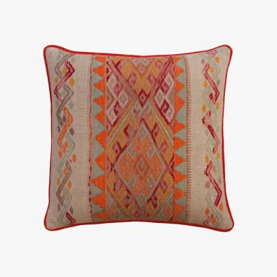 Andrew Martin Frida Sunset, Sustainable Feather, Cushion - Andrew Martin Kit Kemp Cotton Blend & Linen Blend & Viscose Blend Geometric